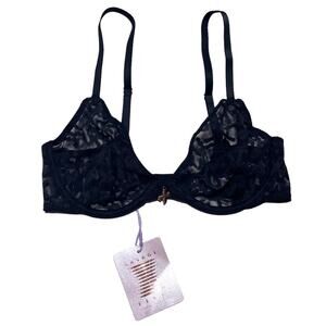 Savage X Fenty Tagged by Savage Unlined Bra Black Caviar Size 32D